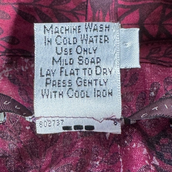 Peruvian Connection NWOT 100% Pima Cotton Wine Red/Black Print Belted Robe Sz L - Picture 6 of 6